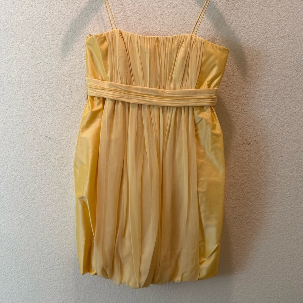 Marc Bouwer Yellow Strapless Bubble Hem Cocktail Dress